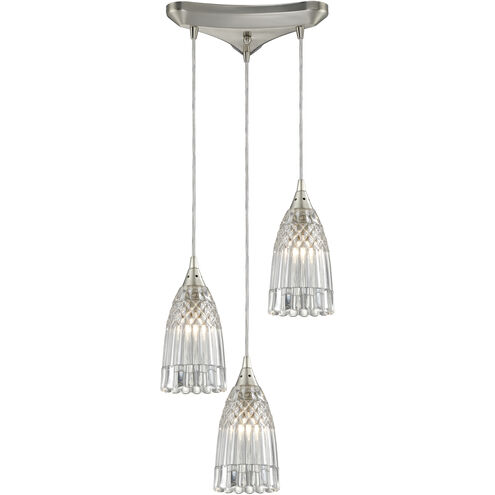 Kersey 3 Light 10 inch Satin Nickel Multi Pendant Ceiling Light, Configurable