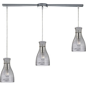 Strata 3 Light 5 inch Polished Chrome Mini Pendant Ceiling Light in Linear with Recessed Adapter, Linear