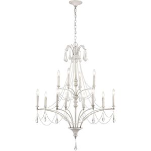 French Parlor 12 Light 36 inch Vintage White Chandelier Ceiling Light