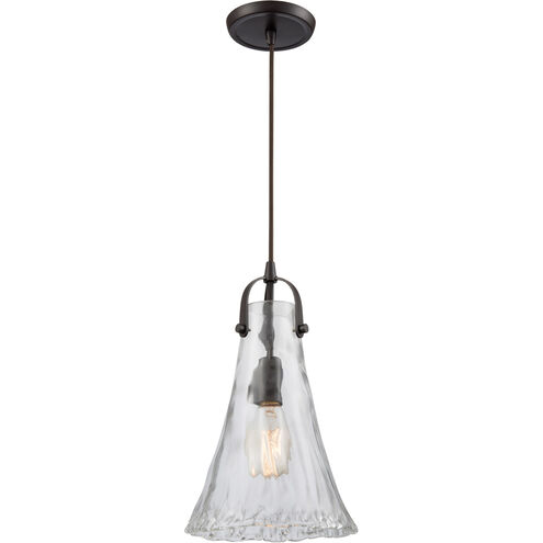 Hand Formed Glass 1 Light 8 inch Oil Rubbed Bronze Mini Pendant Ceiling Light in Standard
