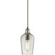Hammered Glass 1 Light 5 inch Oil Rubbed Bronze Mini Pendant Ceiling Light in Hammered Clear Glass
