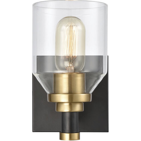 Cambria 1 Light 6 inch Matte Black with Satin Brass Vanity Light Wall Light