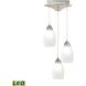 Buro 3 Light 9 inch Satin Nickel with White Mini Pendant Ceiling Light in White Opal
