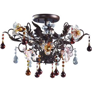 Cristallo Fiore 3 Light 19 inch Deep Rust Semi Flush Mount Ceiling Light