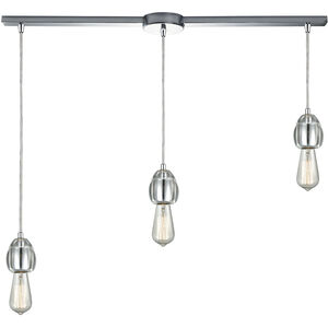 Socketholder 3 Light 38 inch Polished Chrome Mini Pendant Ceiling Light in Linear with Recessed Adapter, Linear