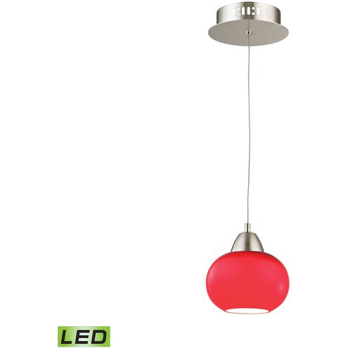 Ciotola 1 Light 6 inch Satin Nickel with Red Mini Pendant Ceiling Light