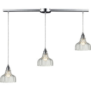 Danica 3 Light 36 inch Polished Chrome Multi Pendant Ceiling Light in Linear with Recessed Adapter, Configurable