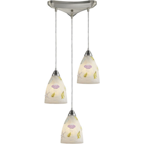 Seashore 3 Light 10 inch Satin Nickel Multi Pendant Ceiling Light, Configurable