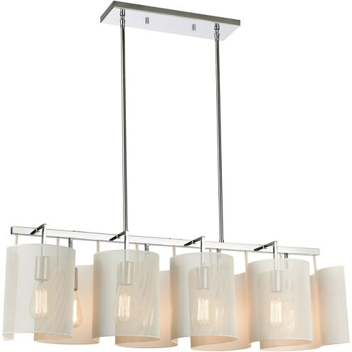 Santa Barbara 8 Light 40 inch Matte White with Polished Chrome Linear Chandelier Ceiling Light