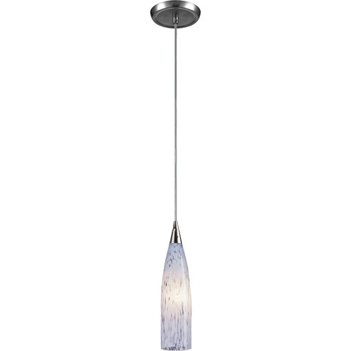 Lungo 1 Light 3 inch Satin Nickel Mini Pendant Ceiling Light in Snow White Glass, Incandescent