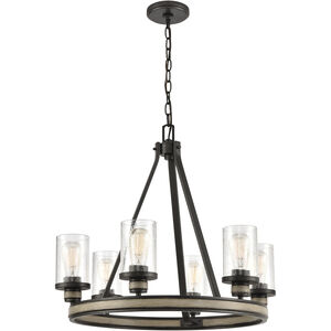 Beaufort 6 Light 24 inch Anvil Iron with Distressed Antiqued Gray Chandelier Ceiling Light
