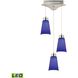 Coppa 3 Light 11 inch Satin Nickel with Blue Mini Pendant Ceiling Light
