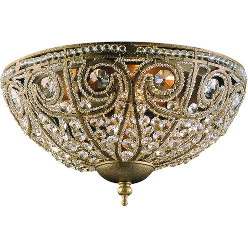 Elizabethan 3 Light 13 inch Dark Bronze with Clear Flush Mount Ceiling Light