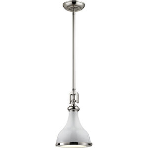 Rutherford 1 Light 9 inch Gloss White with Polished Nickel Mini Pendant Ceiling Light