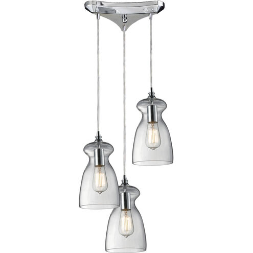 Menlow Park 3 Light 10 inch Polished Chrome with Clear Multi Pendant Ceiling Light