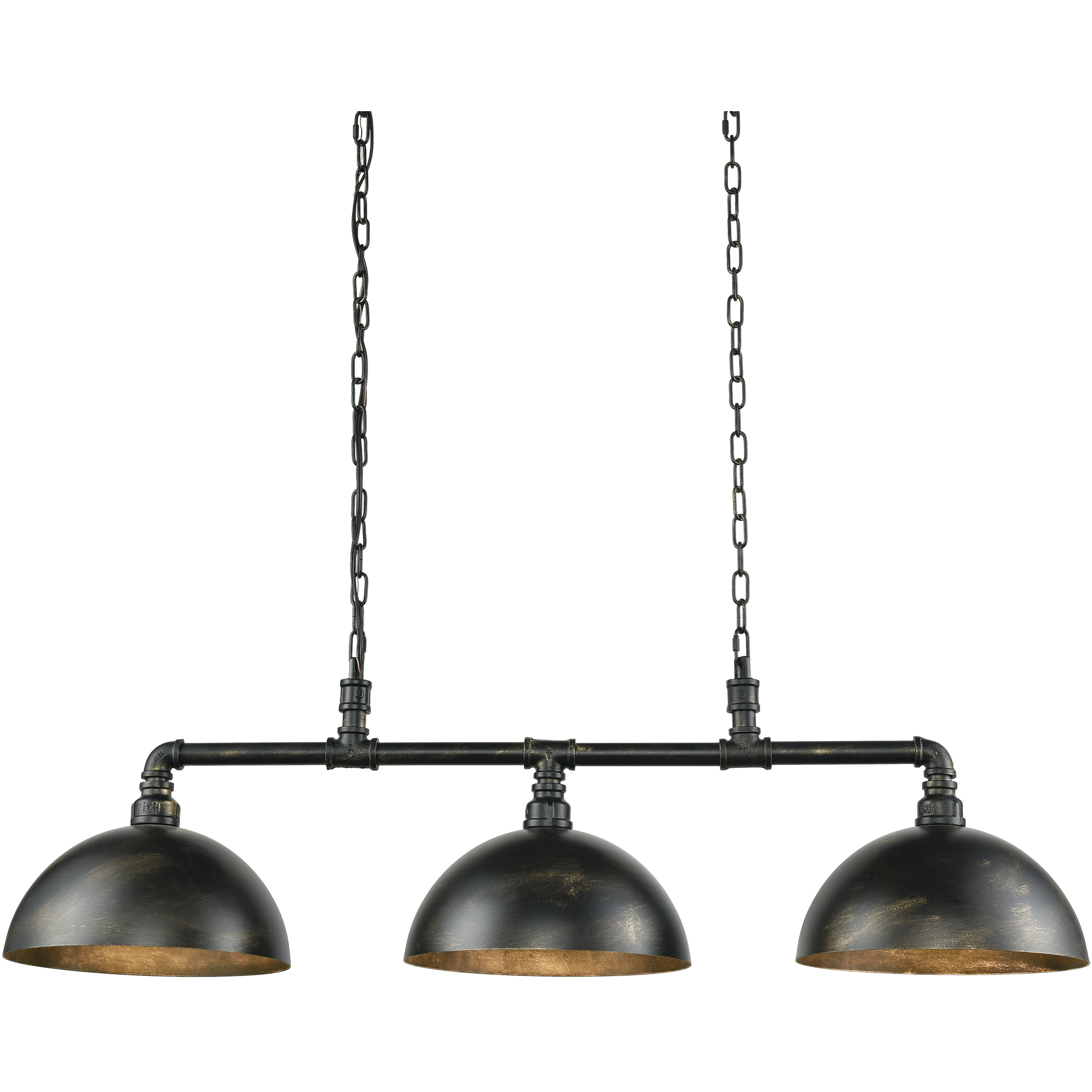 Elk Lighting Mulvaney 3 Light Billiard Light Black Brushed Gold