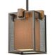 Crossbeam 1 Light 9 inch Oil Rubbed Bronze with Beige and Medium Oak Mini Pendant Ceiling Light
