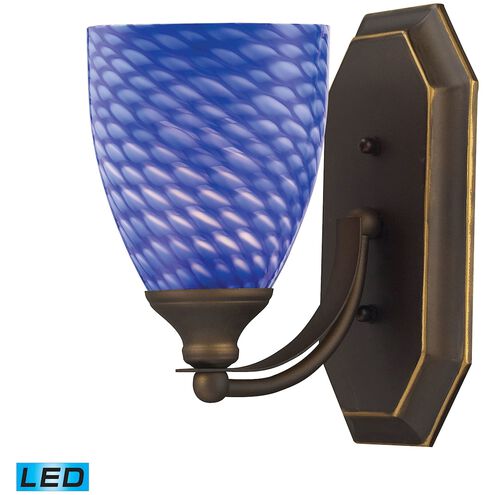 Mix-N-Match LED 8 inch Aged Bronze Vanity Light Wall Light in Sapphire Glass, 1