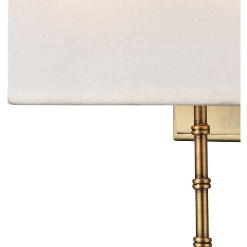 Shannon 2 Light 10 inch Warm Brass with White Sconce Wall Light
