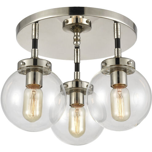 Boudreaux 3 Light 15 inch Matte Black with Polished Nickel Semi Flush Mount Ceiling Light