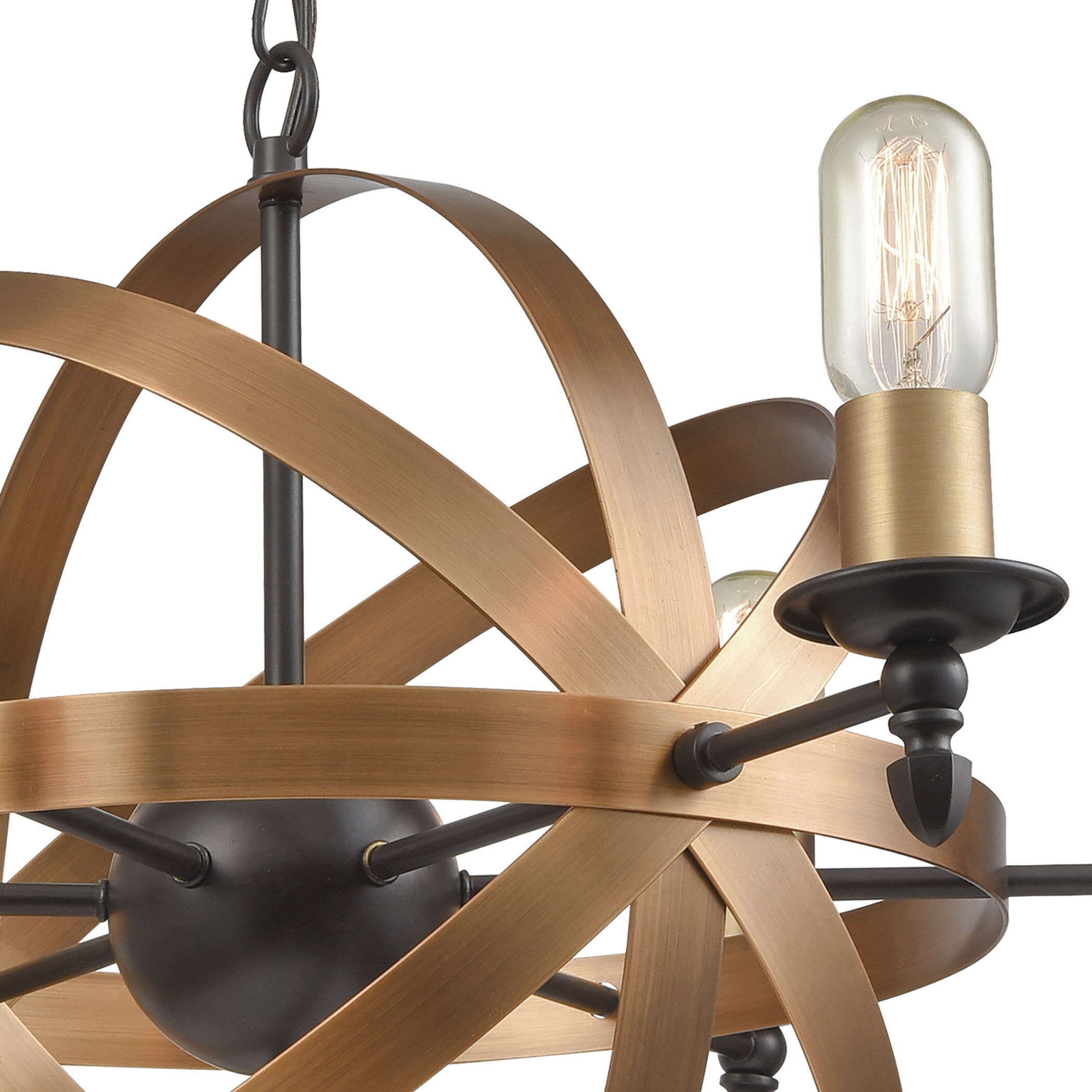 ELK 21136 6 Kingston 6 Light 27 inch Oil Rubbed Bronze with Brushed Antique Brass Chandelier Ceiling Light