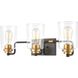 Robins 3 Light 23 inch Matte Black with Brushed Brass Vanity Light Wall Light