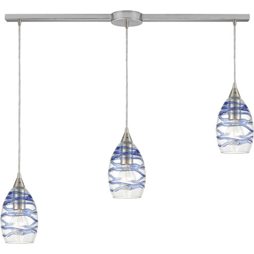 Vines 3 Light 36 inch Satin Nickel Multi Pendant Ceiling Light in Linear with Recessed Adapter, Configurable