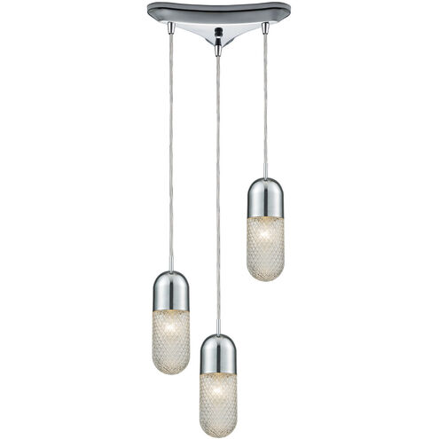 Capsula 3 Light 12 inch Polished Chrome with Clear Mini Pendant Ceiling Light