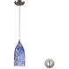 Verona 1 Light 5 inch Satin Nickel Mini Pendant Ceiling Light in Starburst Blue Glass