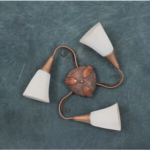 Mottled Gold 3 Light 24 inch Brown with White Flush Mount Ceiling Light