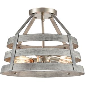 Brigantine 2 Light 15 inch Satin Nickel Semi Flush Mount Ceiling Light