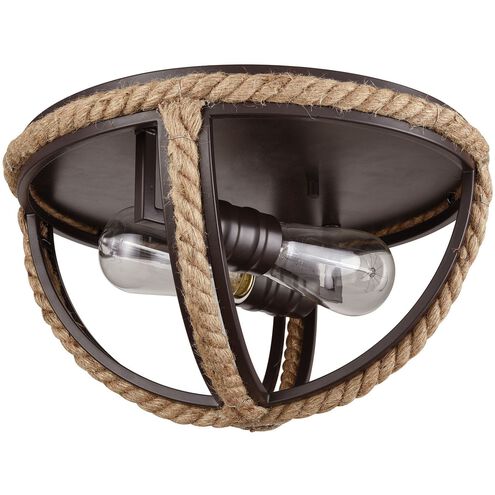Natural Rope 2 Light 13 inch Oil Rubbed Bronze Flush Mount Ceiling Light