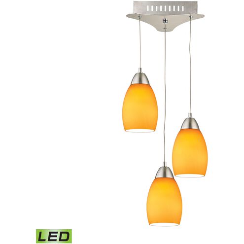 Buro 3 Light 9 inch Satin Nickel with Yellow Mini Pendant Ceiling Light