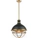 Jenna 1 Light 16 inch Matte Black with Satin Brass Pendant Ceiling Light
