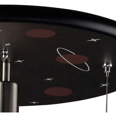 Novelty 3 Light 16 inch Black with Satin Nickel Flush Mount Ceiling Light, Spacewalk Motif