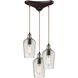Hammered Glass 3 Light 10.00 inch Mini Pendant