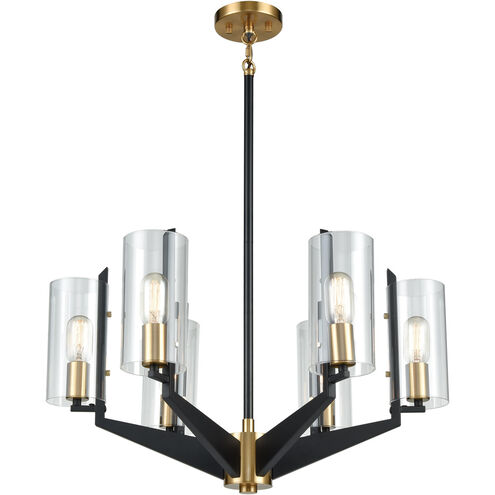 Blakeslee 6 Light 26 inch Matte Black with Satin Brass Chandelier Ceiling Light