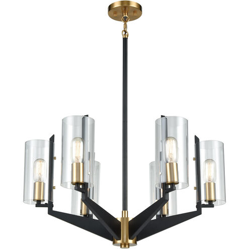 Blakeslee 6 Light 26 inch Matte Black with Satin Brass Chandelier Ceiling Light