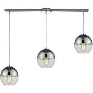 Revelo 3 Light 38 inch Polished Chrome Mini Pendant Ceiling Light in Linear with Recessed Adapter, Linear