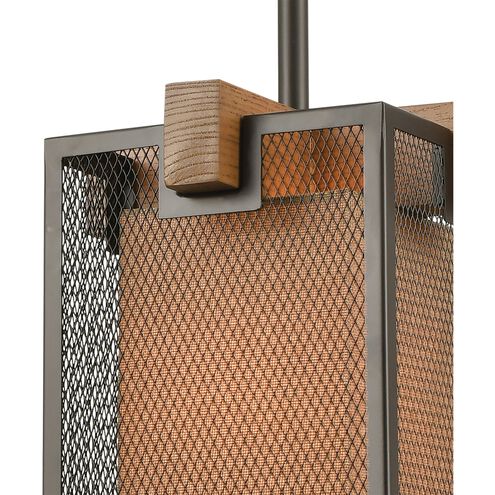 Crossbeam 1 Light 9 inch Oil Rubbed Bronze with Beige and Medium Oak Mini Pendant Ceiling Light