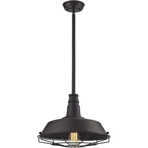 Warehouse 1 Light 15 inch Oil Rubbed Bronze Pendant Ceiling Light