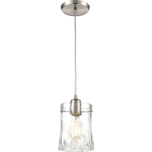 Hand Formed Glass 1 Light 6 inch Satin Nickel Mini Pendant Ceiling Light in Standard