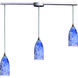 Verona 3 Light 36 inch Satin Nickel Multi Pendant Ceiling Light in Starburst Blue Glass, Configurable