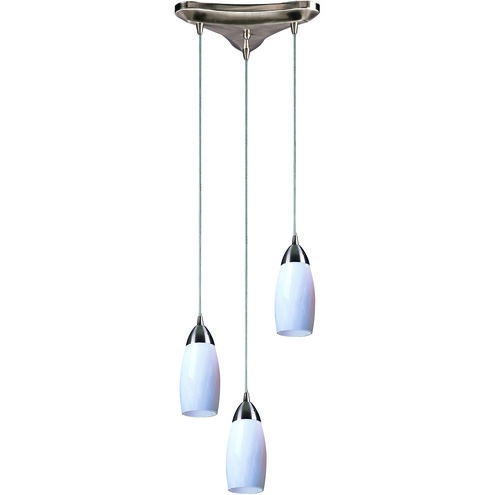 Milan 3 Light 10 inch Satin Nickel Mini Pendant Ceiling Light in Simply White Glass