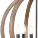 Barrow 6 Light 22 inch Matte Black with Birchwood Chandelier Ceiling Light