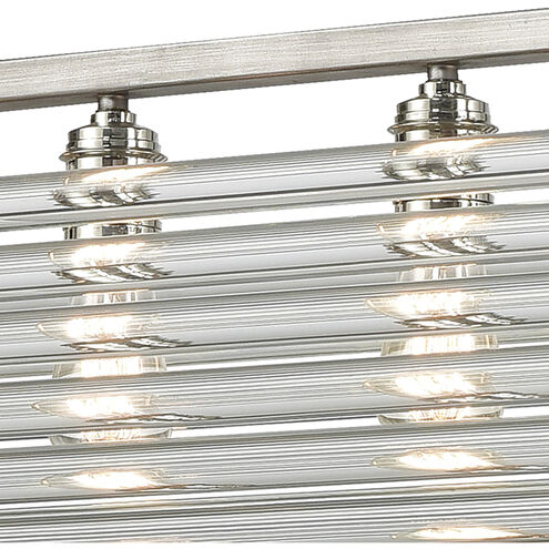 Crystal Rods 6 Light 51 inch Weathered Zinc with Polished Nickel Chandelier Ceiling Light