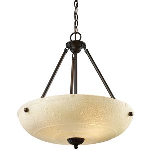 Norwich 3 Light 18 inch Aged Bronze Pendant Ceiling Light in Hammered Amber Glass, Incandescent