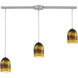 Cosmos 3 Light 36 inch Satin Nickel with Ochre and Smoke Pendant Ceiling Light