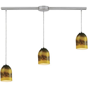 Cosmos 3 Light 36 inch Satin Nickel with Ochre and Smoke Pendant Ceiling Light