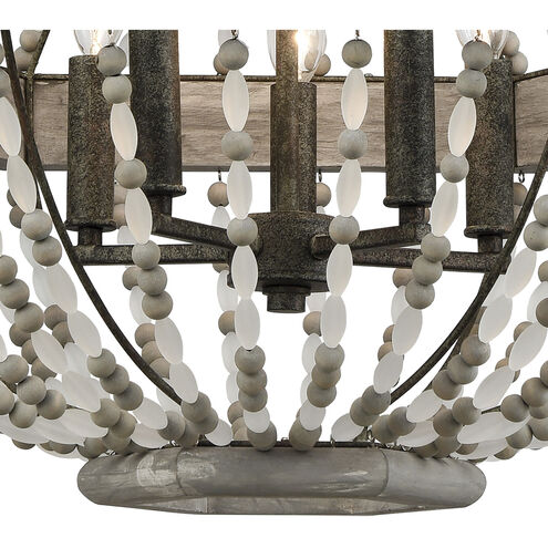 Summerton 5 Light 24 inch Washed Gray with Malted Rust Chandelier Ceiling Light
